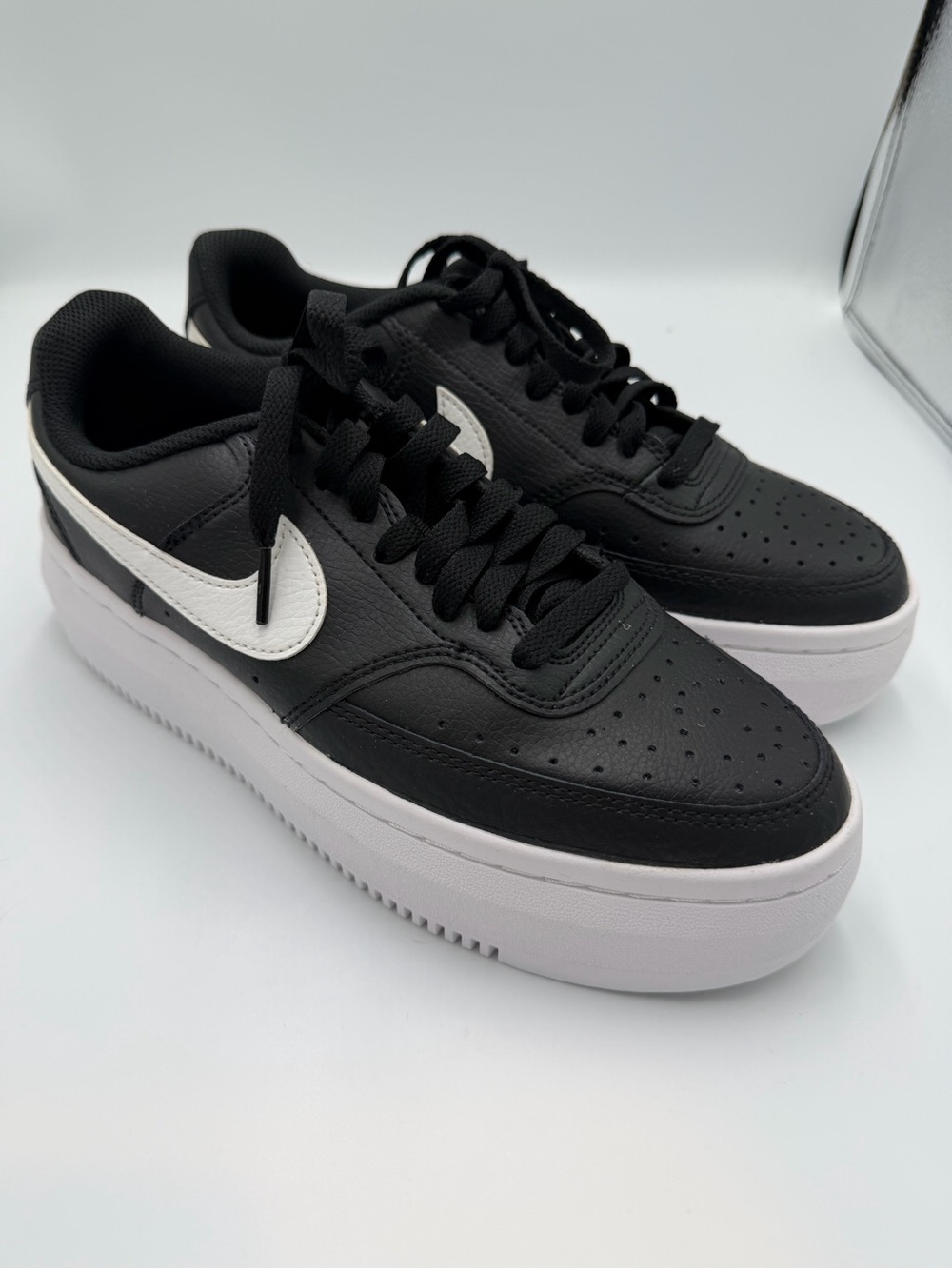 Nike Black and White Platform Low-Top Sneakers